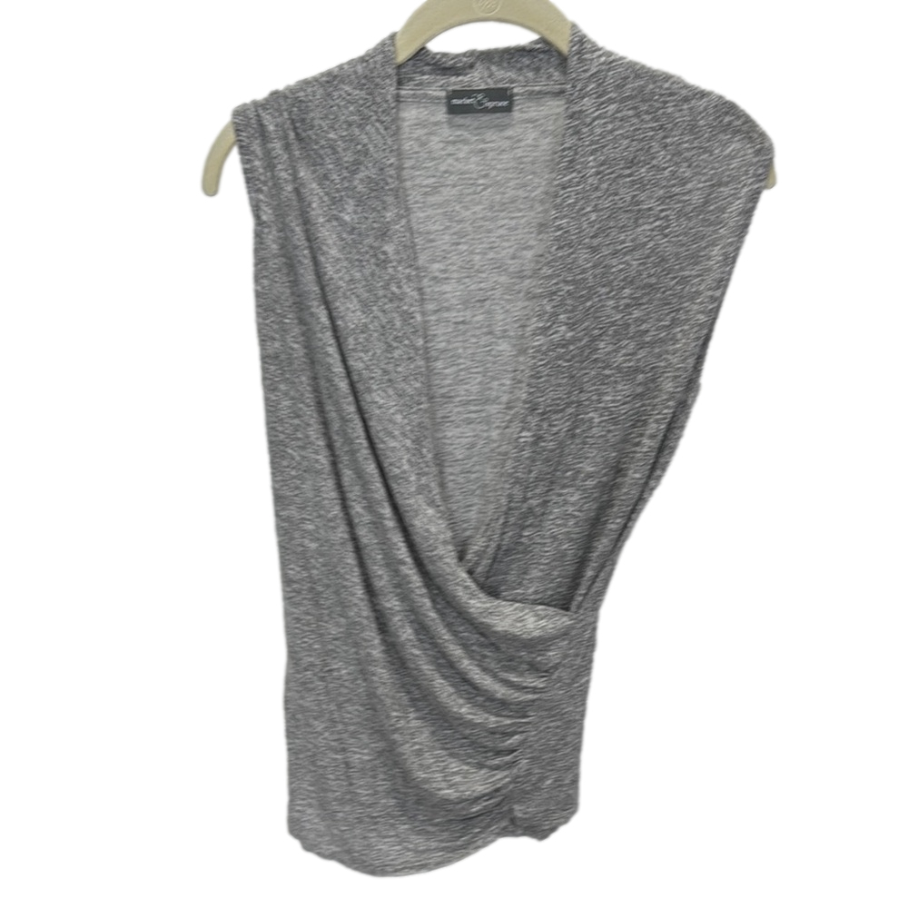 Market & Spruce Gray Heather Sleeveless Faux Wrap‎ Blouse No Size Tag
